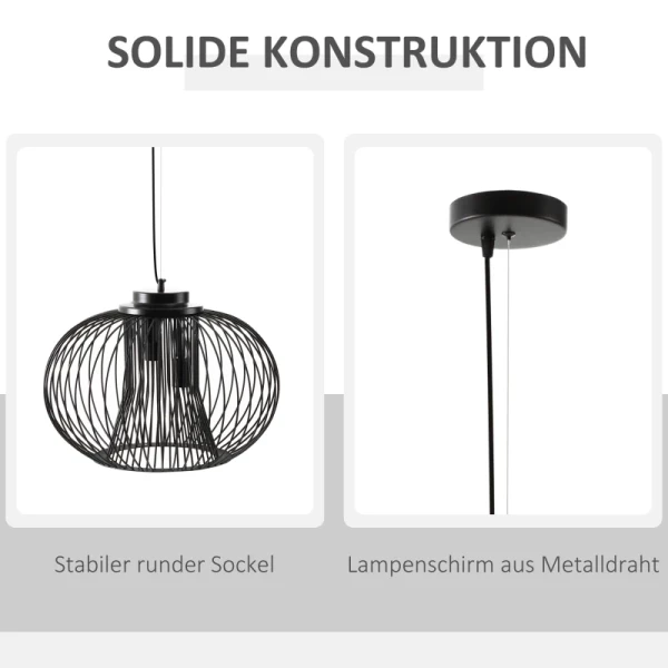 Hanglamp Hanglamp Plafondlamp Industriële Stijl Bol Pendel Plafondspot E27 Verstelbare Lengte Metaal Zwart 50 X 150 Cm 5