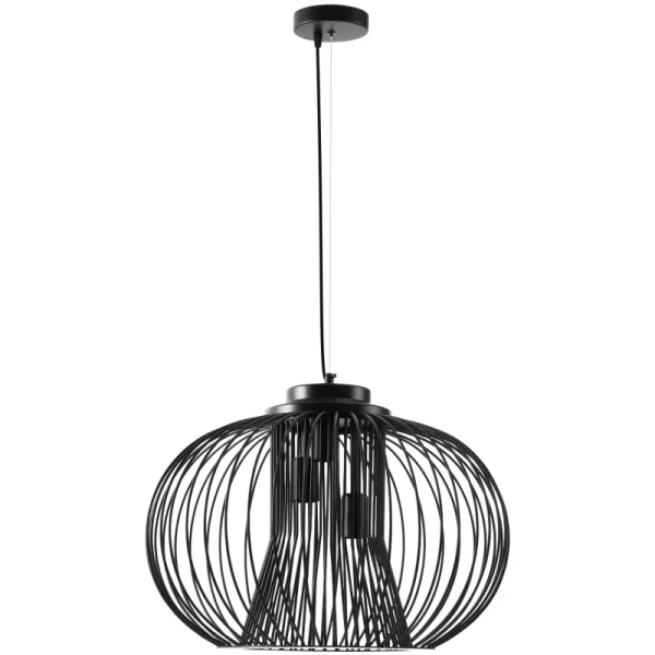 Hanglamp Hanglamp Plafondlamp Industriële Stijl Bol Pendel Plafondspot E27 Verstelbare Lengte Metaal Zwart 50 X 150 Cm 1