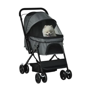 Hondenbuggy Hondenwagen Buggy Voor Kleine Honden En Katten Dierenwagen Dierenbuggy Kat Buggy Oxford Donkergrijs 76,5 X 52 X 95 Cm 1