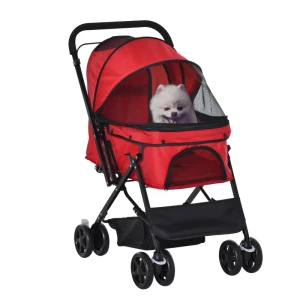 Hondenbuggy Hondenwagen Buggy Voor Kleine Honden En Katten Dierenwagen Dierenbuggy Kat Buggy Oxford Rood 76,5 X 52 X 95 Cm 1