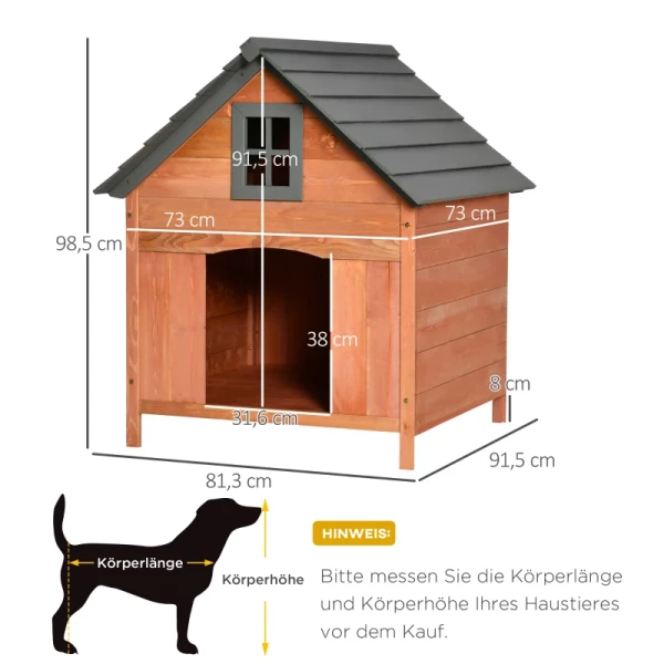 Hondenhuis, Hondenhok Voor Buiten, Hondengrot Van Hout, Winterbestendig Voor Middelgrote Honden, Naturel, 81,3 X 91,5 X 98,5 Cm 3