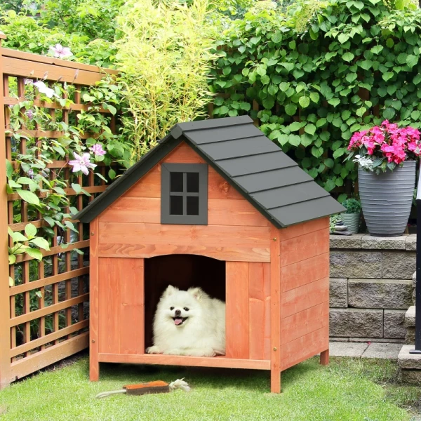 Hondenhuis, Hondenhok Voor Buiten, Hondengrot Van Hout, Winterbestendig Voor Middelgrote Honden, Naturel, 81,3 X 91,5 X 98,5 Cm 9