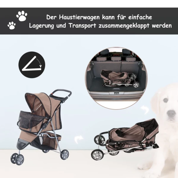 Hondenkar Hond Buggy Buggy Honden Katten Veelkleurig (Koffie Bruin) 9