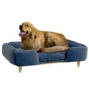 Hondensofa, Dierensofa, Dierenbed, Afneembaar En Wasbaar Kussen, Naturel + Donkerblauw 1