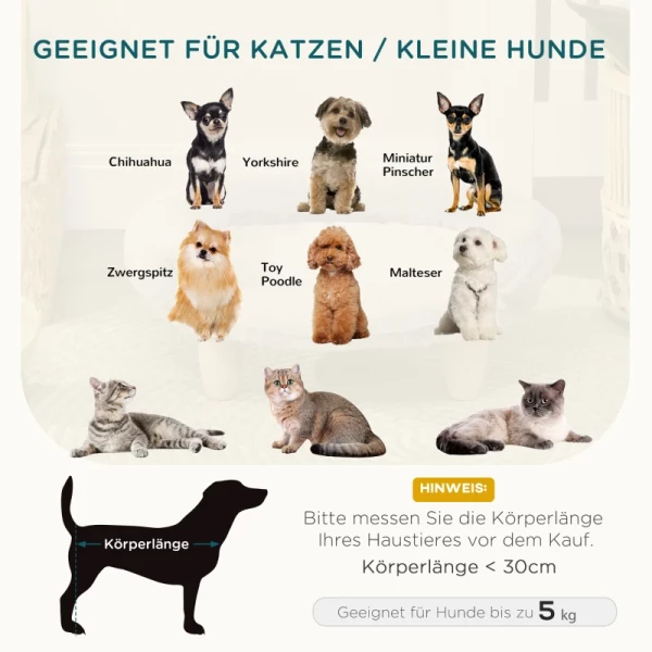 Huisdierbed Voor Katten En Honden Tot 5 Kg/30 Cm, Wasbare Pluche Hoes, Crèmewit, 47 X 40 X 20 Cm 4