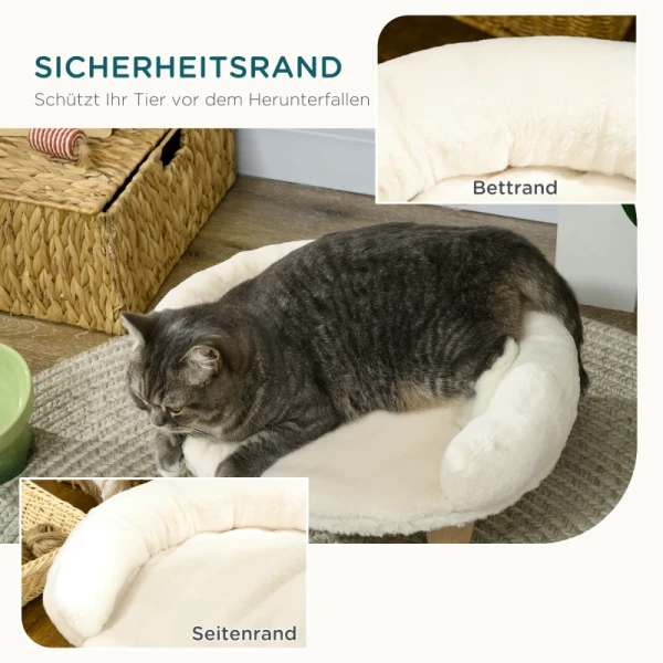 Huisdierbed Voor Katten En Honden Tot 5 Kg/30 Cm, Wasbare Pluche Hoes, Crèmewit, 47 X 40 X 20 Cm 7