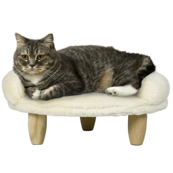 Huisdierbed Voor Katten En Honden Tot 5 Kg/30 Cm, Wasbare Pluche Hoes, Crèmewit, 47 X 40 X 20 Cm 1