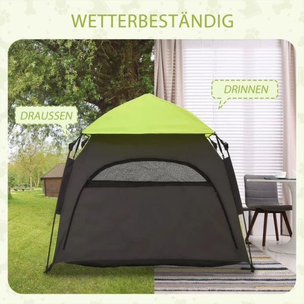 Huisdierentent Hondentent Buiten Dierentent 110 Cm X 110 Cm X 85 Cm Vloerspies + Transporttas. Groen + Zwart 5