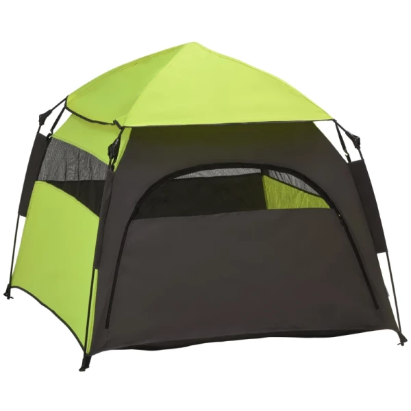 Huisdierentent Hondentent Buiten Dierentent 110 Cm X 110 Cm X 85 Cm Vloerspies + Transporttas. Groen + Zwart 9