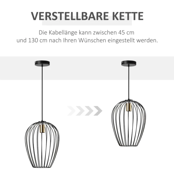 Industrieel Design Hanglamp, In Hoogte Verstelbaar, Inclusief Montagemateriaal, 26 Cm X 26 Cm X 130 Cm, Zwart + Goud 4