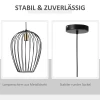 Industrieel Design Hanglamp, In Hoogte Verstelbaar, Inclusief Montagemateriaal, 26 Cm X 26 Cm X 130 Cm, Zwart + Goud 5