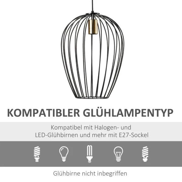Industrieel Design Hanglamp, In Hoogte Verstelbaar, Inclusief Montagemateriaal, 26 Cm X 26 Cm X 130 Cm, Zwart + Goud 6