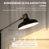 Industrieel Design Vloerlamp, Vloerlamp, Emaille, Flexibel Frame, Voetschakelaar, Zwart + Goud 7