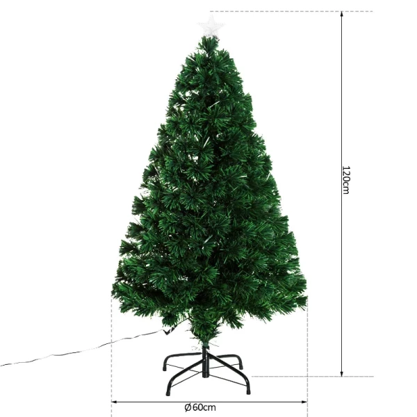 Kerstboom Kunstkerstboom Dennenboom Lichte Vezel LED-boom Met Metalen Standaard, Glasvezel Kleurwisselaar, Groen, 120 Cm 3