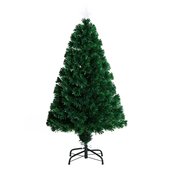 Kerstboom Kunstkerstboom Dennenboom Lichte Vezel LED-boom Met Metalen Standaard, Glasvezel Kleurwisselaar, Groen, 120 Cm 1