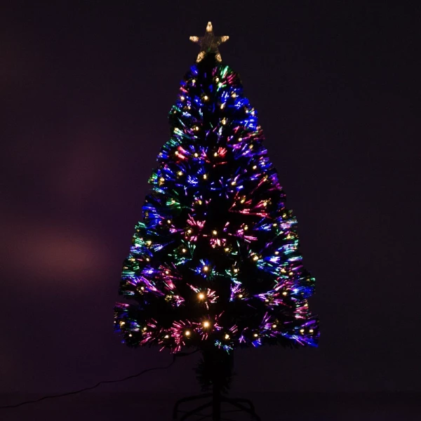 Kerstboom Kunstspar, 1,2 M, Inclusief Standaard, Kleurrijke LED's, Groen 4