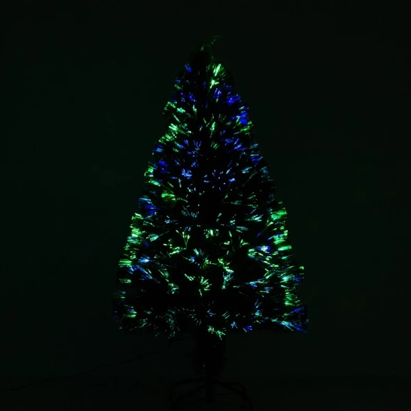 Kerstboom Kunstspar, 1,2 M, Inclusief Standaard, Kleurrijke LED's, Groen 6