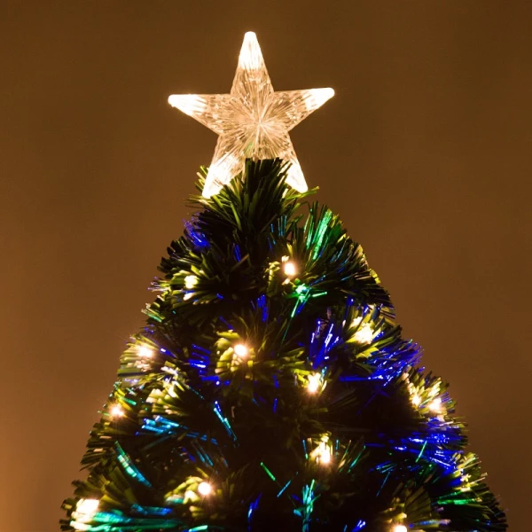 Kerstboom Kunstspar, 1,2 M, Inclusief Standaard, Kleurrijke LED's, Groen 7