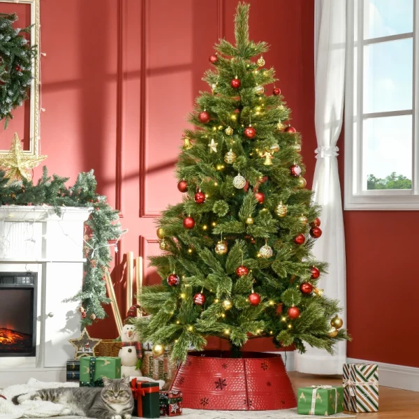 Kerstboom, Kunstspar, Met Kerstverlichting, Voet, Vlamvertragend, Groen, Kunststof, 100 X 100 X 180cm 2