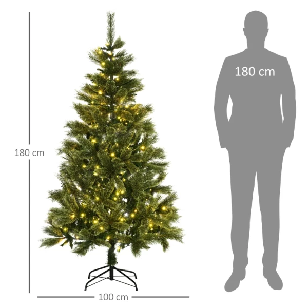 Kerstboom, Kunstspar, Met Kerstverlichting, Voet, Vlamvertragend, Groen, Kunststof, 100 X 100 X 180cm 3