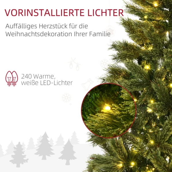 Kerstboom, Kunstspar, Met Kerstverlichting, Voet, Vlamvertragend, Groen, Kunststof, 100 X 100 X 180cm 5