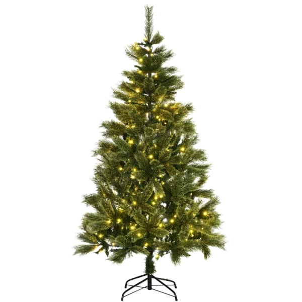 Kerstboom, Kunstspar, Met Kerstverlichting, Voet, Vlamvertragend, Groen, Kunststof, 100 X 100 X 180cm 1
