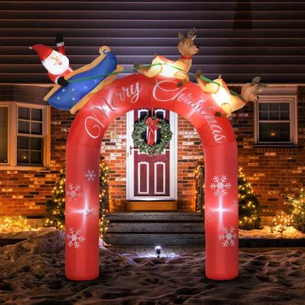 Kerstdecoratie Boog Met Kerstman, Opblaasbaar, Groot, Inclusief Ventilator, 250 X 60 X 270 Cm 2