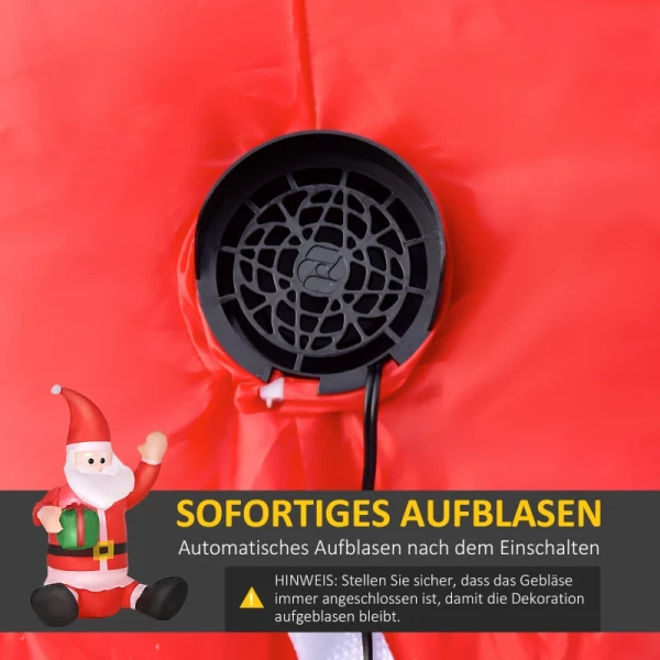 Kerstdecoratie Kerstman, 1,2 M, Zelfopblazend, LED's, Inclusief Ventilator, Rood + Wit 6