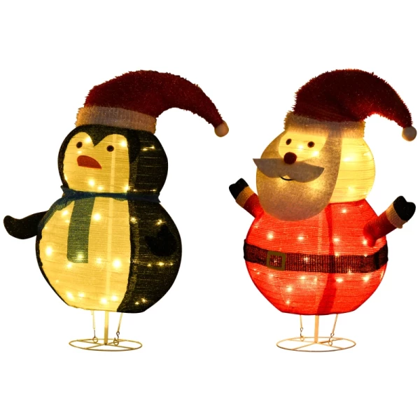 Kerstdecoratie Kerstverlichting Kerstversiering, Pinguïn, Kerstman, Inclusief LEDS, 50 Cm X 40 Cm X 76 Cm 1