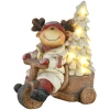 Kerstdecoratie, Rendier Met Kerstboom, Warme LED-verlichting, Werkt Op Batterijen, Binnen En Buiten, 44 Cm 1
