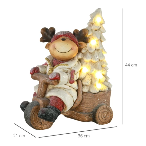 Kerstdecoratie, Rendier Met Kerstboom, Warme LED-verlichting, Werkt Op Batterijen, Binnen En Buiten, 44 Cm 3