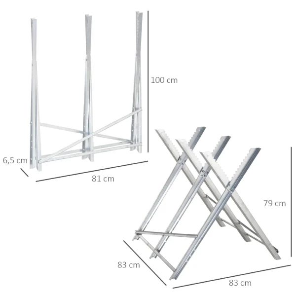 Kettingzaag Schraagzaag Schraagvouwzaagframe Voor Brandhout Zilver Metaal 83 X 83 X 79 Cm 3