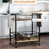 Keukentrolley Serveerwagen Met 2 Planken, Reling, Staal, Zwart + Hout 82 X 40 X 75cm 4