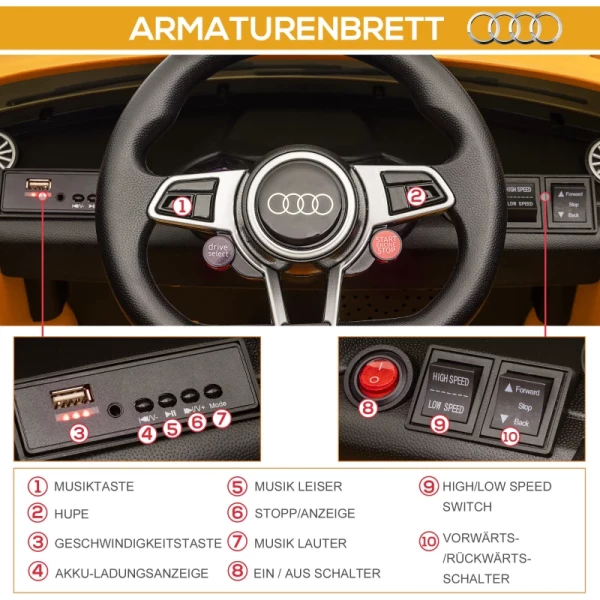 Kinderelektrische Auto, Max. 3 Km/u, Met Afstandsbediening, Veiligheidsgordel, Mp3-aansluiting, 35 Jaar, Geel 7