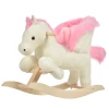 Kinderhobbelpaard Babyschommeldier Paard Met Dierengeluiden Speelgoedhandvatten Voor 18-36 Maanden Pluche Wit + Roze 70 X 28 X 57 Cm 1