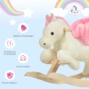 Kinderhobbelpaard Babyschommeldier Paard Met Dierengeluiden Speelgoedhandvatten Voor 18-36 Maanden Pluche Wit + Roze 70 X 28 X 57 Cm 6