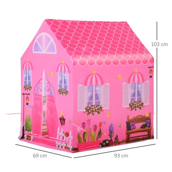 Kinderspeelhuis Prinses Speeltent Huis Patroon 2 Tren Leeftijden 3+ Rollenspel Polyester Roze 93 X 69 X 103 Cm 3