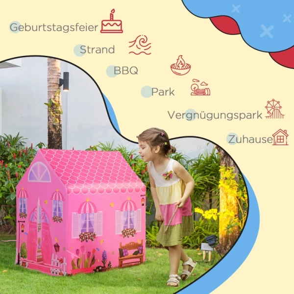 Kinderspeelhuis Prinses Speeltent Huis Patroon 2 Tren Leeftijden 3+ Rollenspel Polyester Roze 93 X 69 X 103 Cm 6