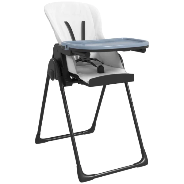 Kinderstoel Opklapbare Kinderstoel 5-punts Harnas Dubbel Dienblad Blauw + Zwart + Wit 10