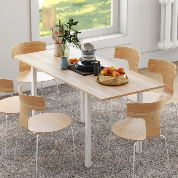 Klaptafel Voor 6 Personen, Eettafel, Keukentafel, Naturel + Zwart 2