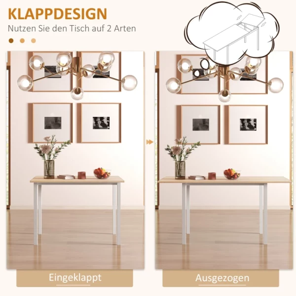 Klaptafel Voor 6 Personen, Eettafel, Keukentafel, Naturel + Zwart 5