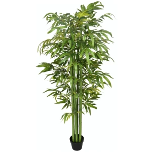 Kunstbamboe, Kunstplant, Realistisch Uiterlijk, Buiten, 17 Cm X 17 Cm X 180 Cm, Groen + Zwart 1