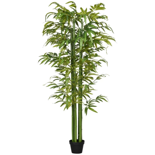 Kunstbamboe, Kunstplant, Realistisch Uiterlijk, Buiten, 17 Cm X 17 Cm X 180 Cm, Groen + Zwart 6