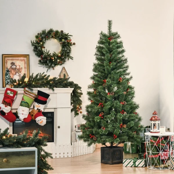 Kunstkerstboom 1,8 M Kerstboom Met Pot En Decoratie PVC Metaal Groen 90 X 90 X 180 Cm 2