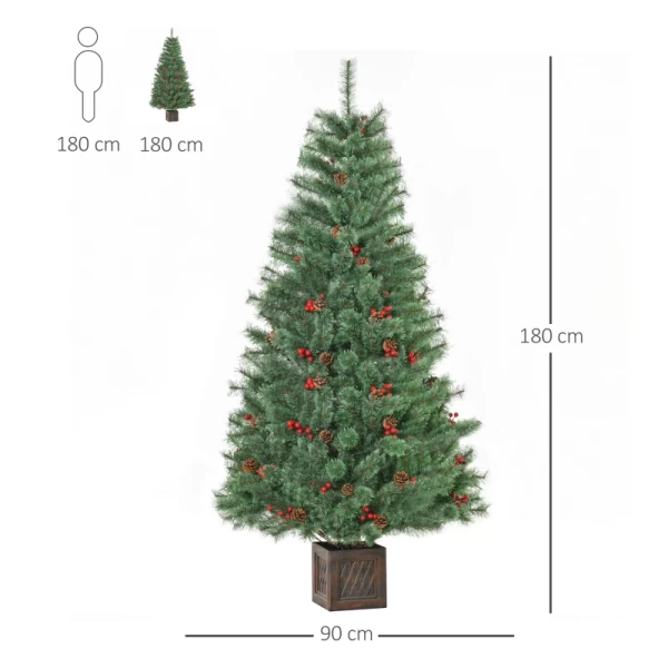 Kunstkerstboom 1,8 M Kerstboom Met Pot En Decoratie PVC Metaal Groen 90 X 90 X 180 Cm 3