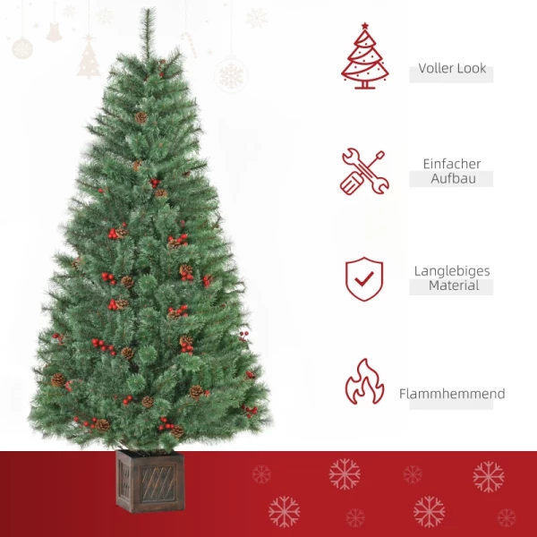 Kunstkerstboom 1,8 M Kerstboom Met Pot En Decoratie PVC Metaal Groen 90 X 90 X 180 Cm 4