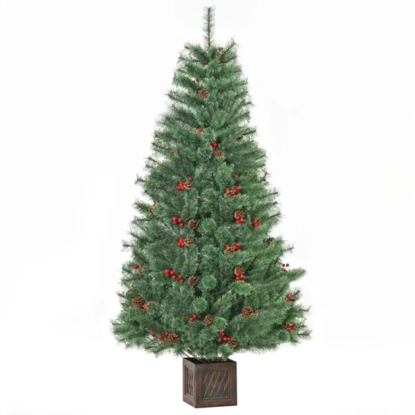 Kunstkerstboom 1,8 M Kerstboom Met Pot En Decoratie PVC Metaal Groen 90 X 90 X 180 Cm 1