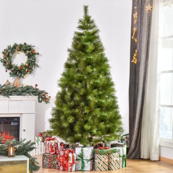 Kunstkerstboom 2,1 M Kerstboom Kerstboom 505 Dikke Dichte Takken Eenvoudig Te Monteren Authentieke Kerstboom Met Metalen Standaard PET Metaal Groen 90 X 210 Cm 2