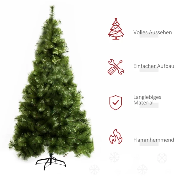 Kunstkerstboom 2,1 M Kerstboom Kerstboom 505 Dikke Dichte Takken Eenvoudig Te Monteren Authentieke Kerstboom Met Metalen Standaard PET Metaal Groen 90 X 210 Cm 4