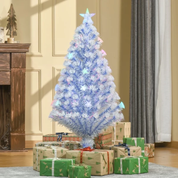 Kunstkerstboom Met 3 LED-lampjes Kerstboom PVC Metaal Wit + Blauw 60 X 120H Cm 2